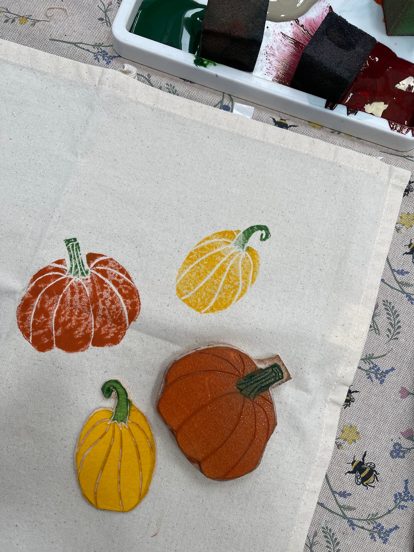 Pumpkins organic cotton tea towel