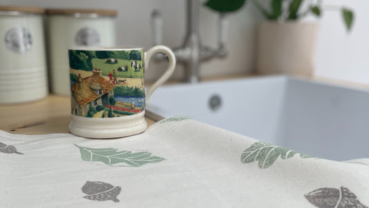 Oak Leaves Organic Cotton Tea Towel