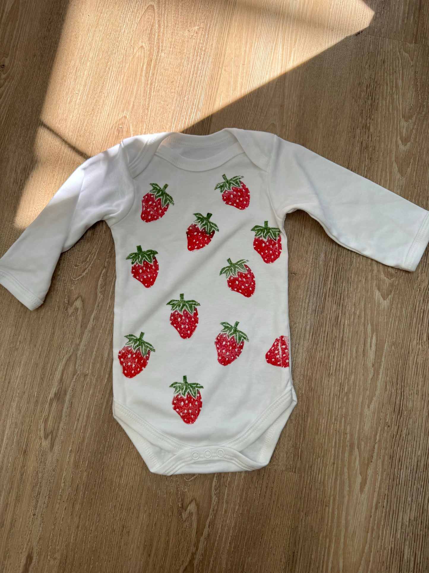 Strawberry print baby grow- Long sleeve