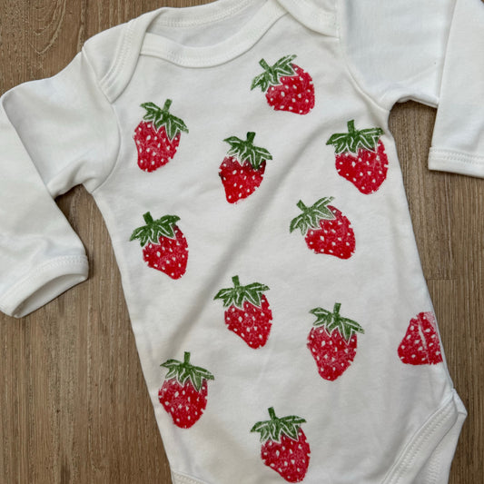 Strawberry print baby grow- Long sleeve