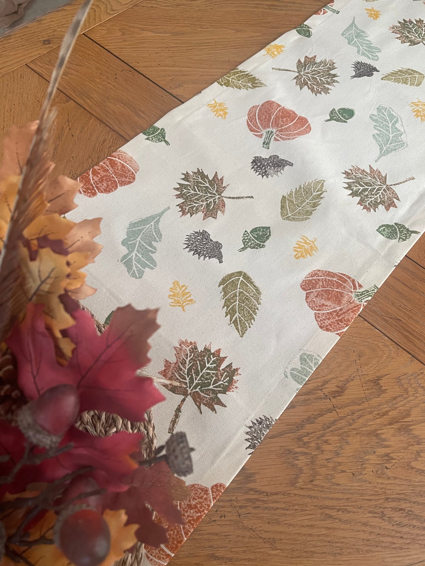 Autumnal Block Printed Table Runner