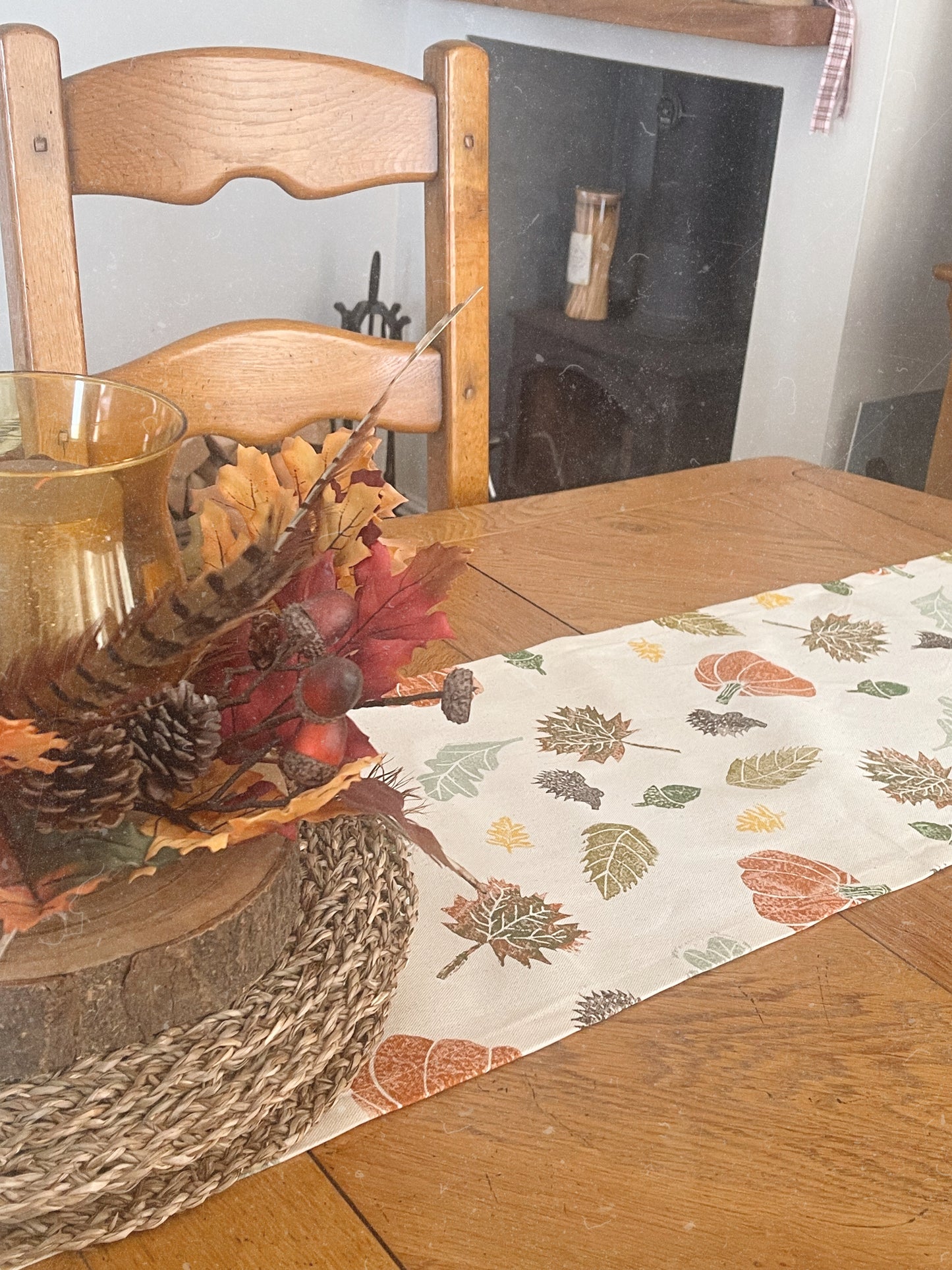 Autumnal Block Printed Table Runner
