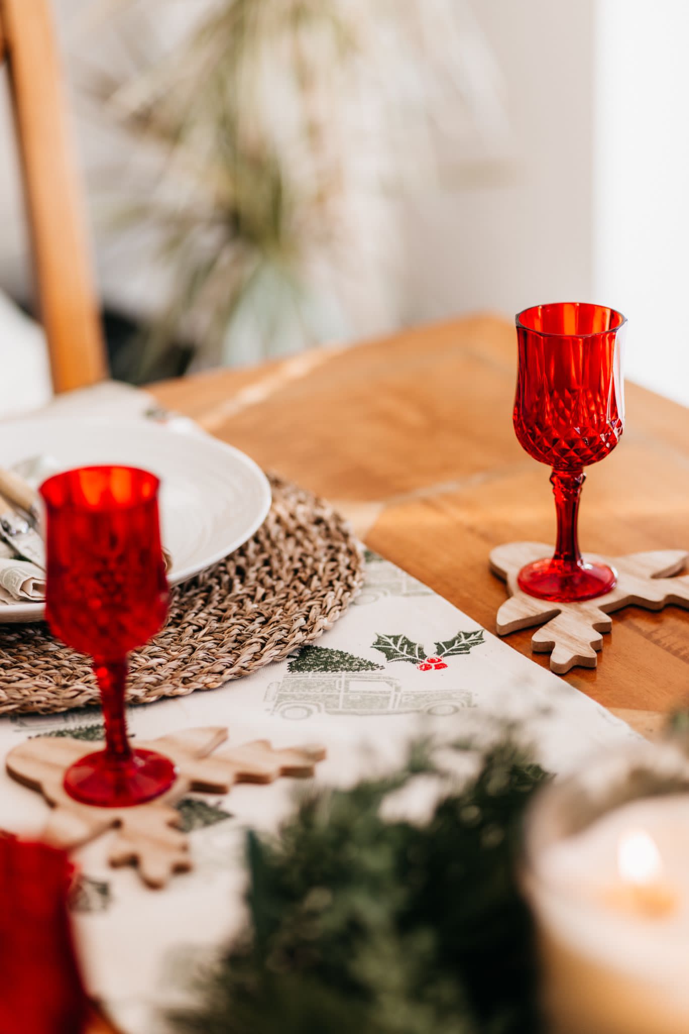 Christmas Table Runner- Block printed by hand