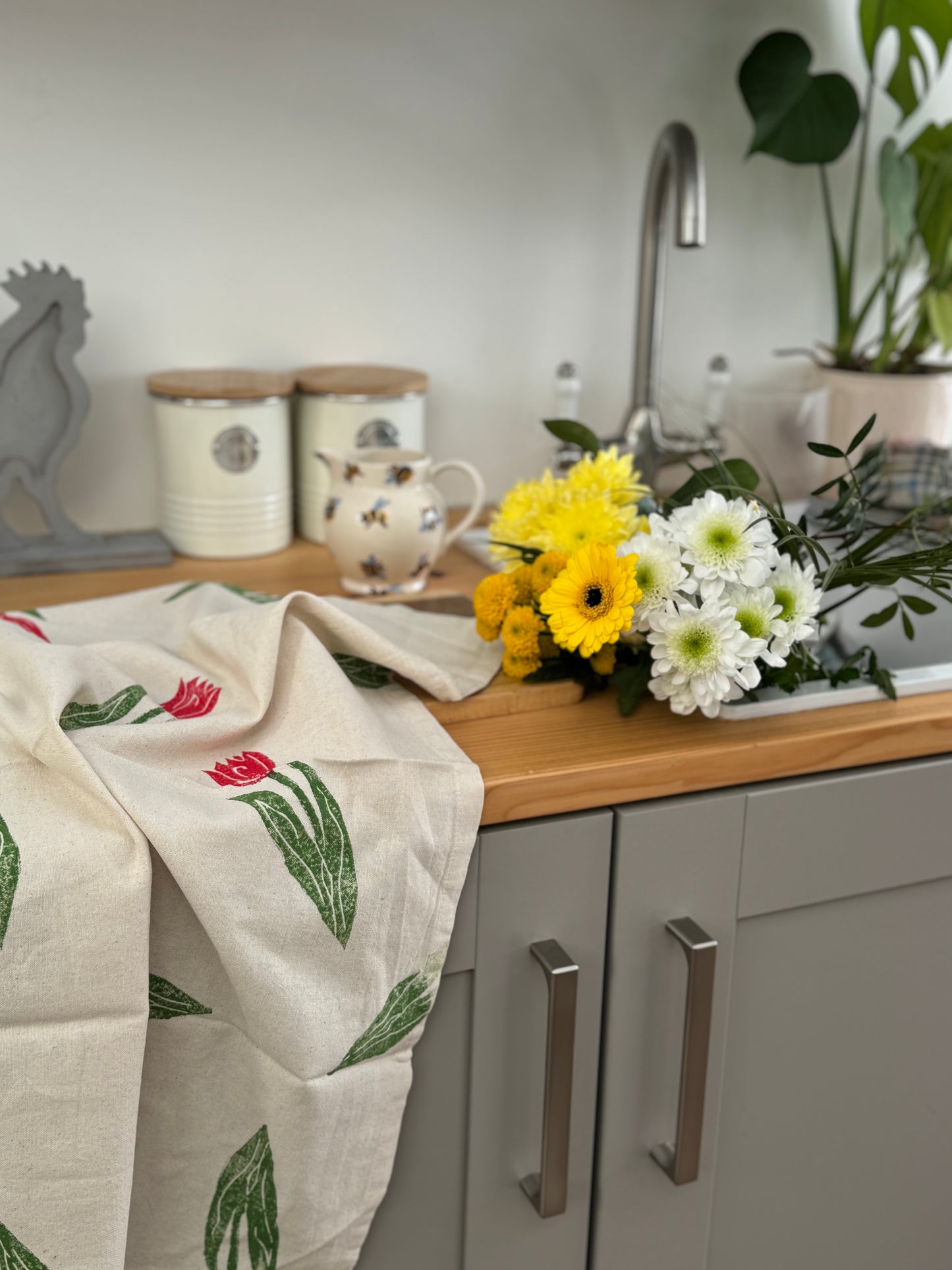 Red Tulips Organic Tea Towel