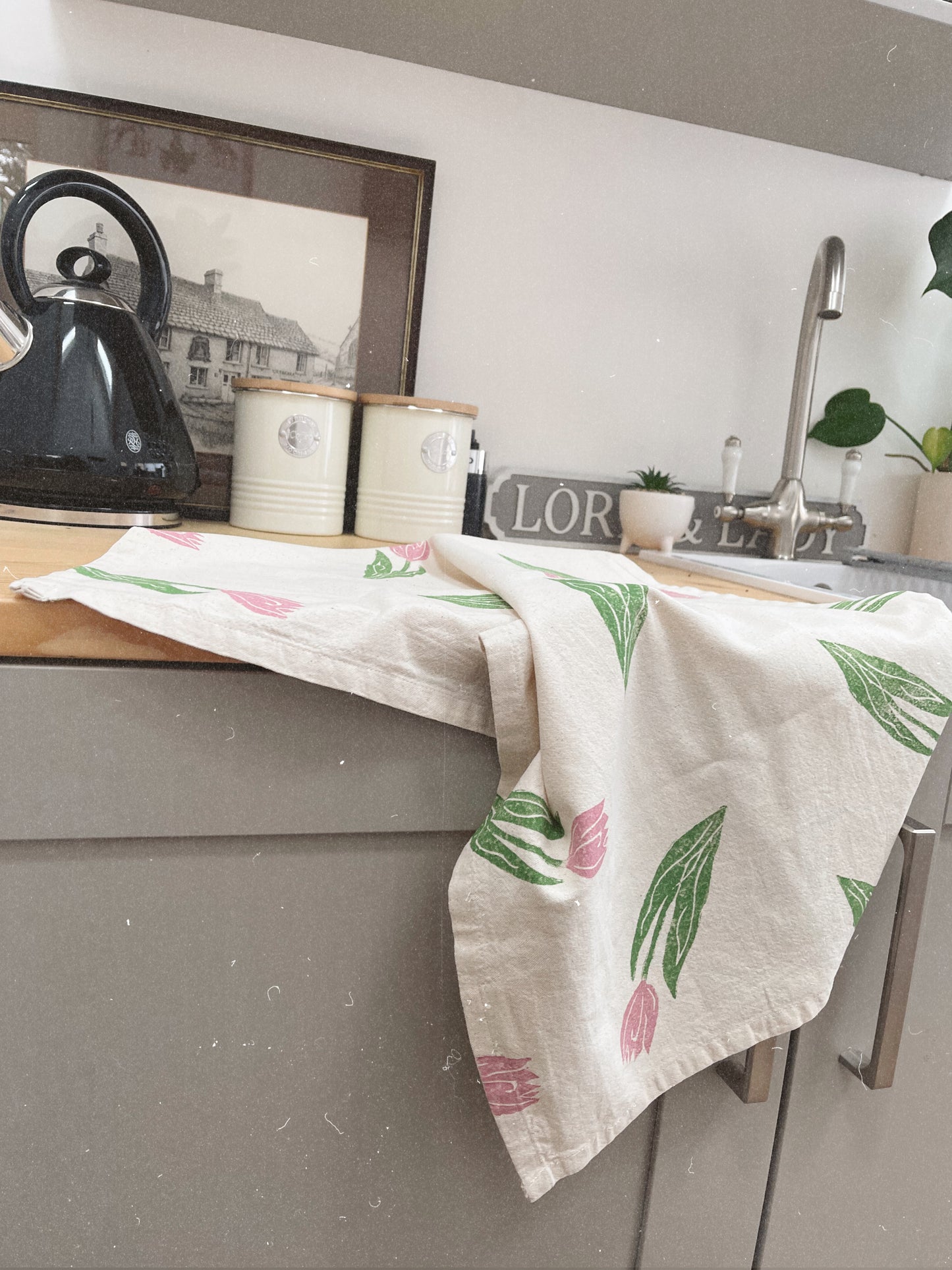 Spring Tulips- Organic Tea Towel set