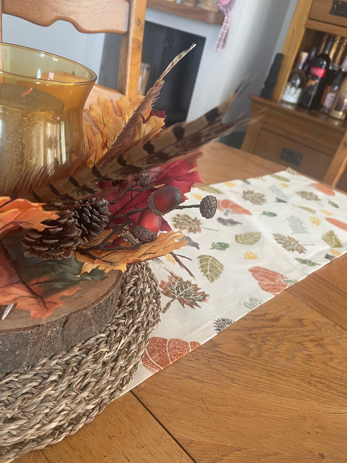 Autumnal Block Printed Table Runner