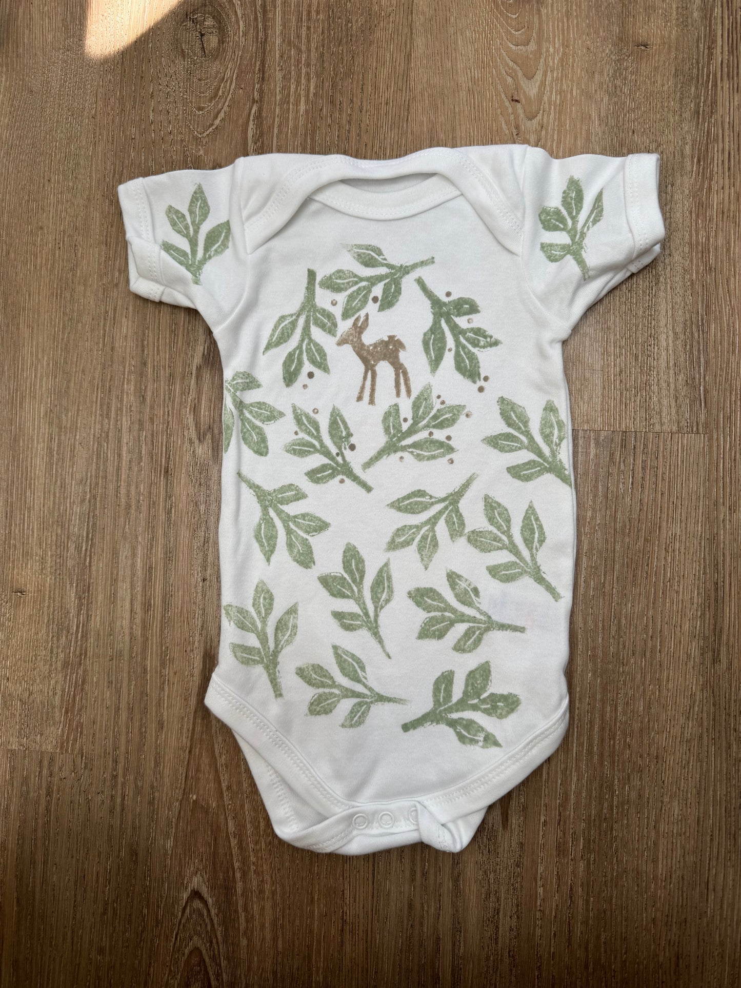 Hedgehogs- Block printed baby grow