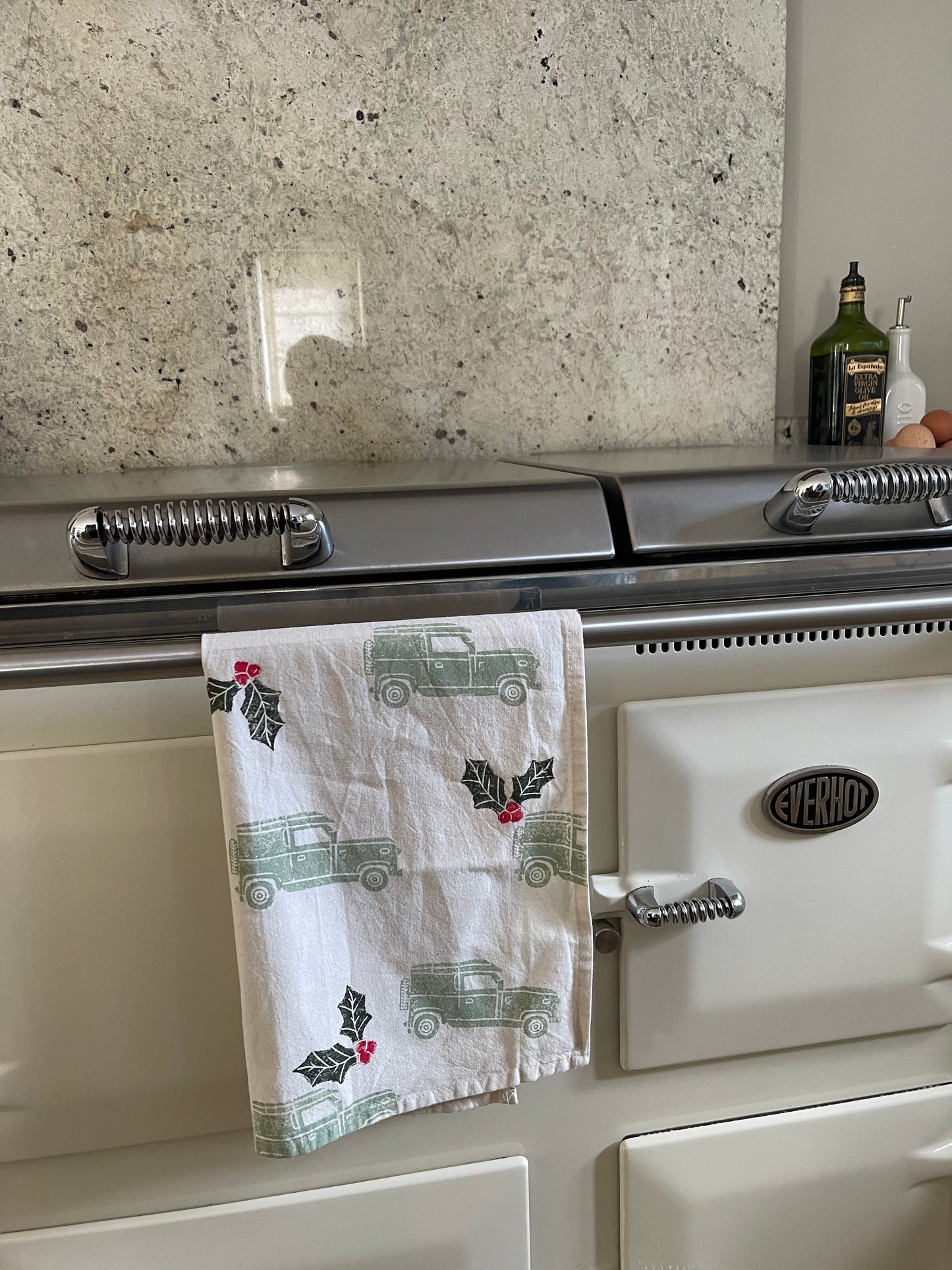 Christmas Holly Organic Tea Towel