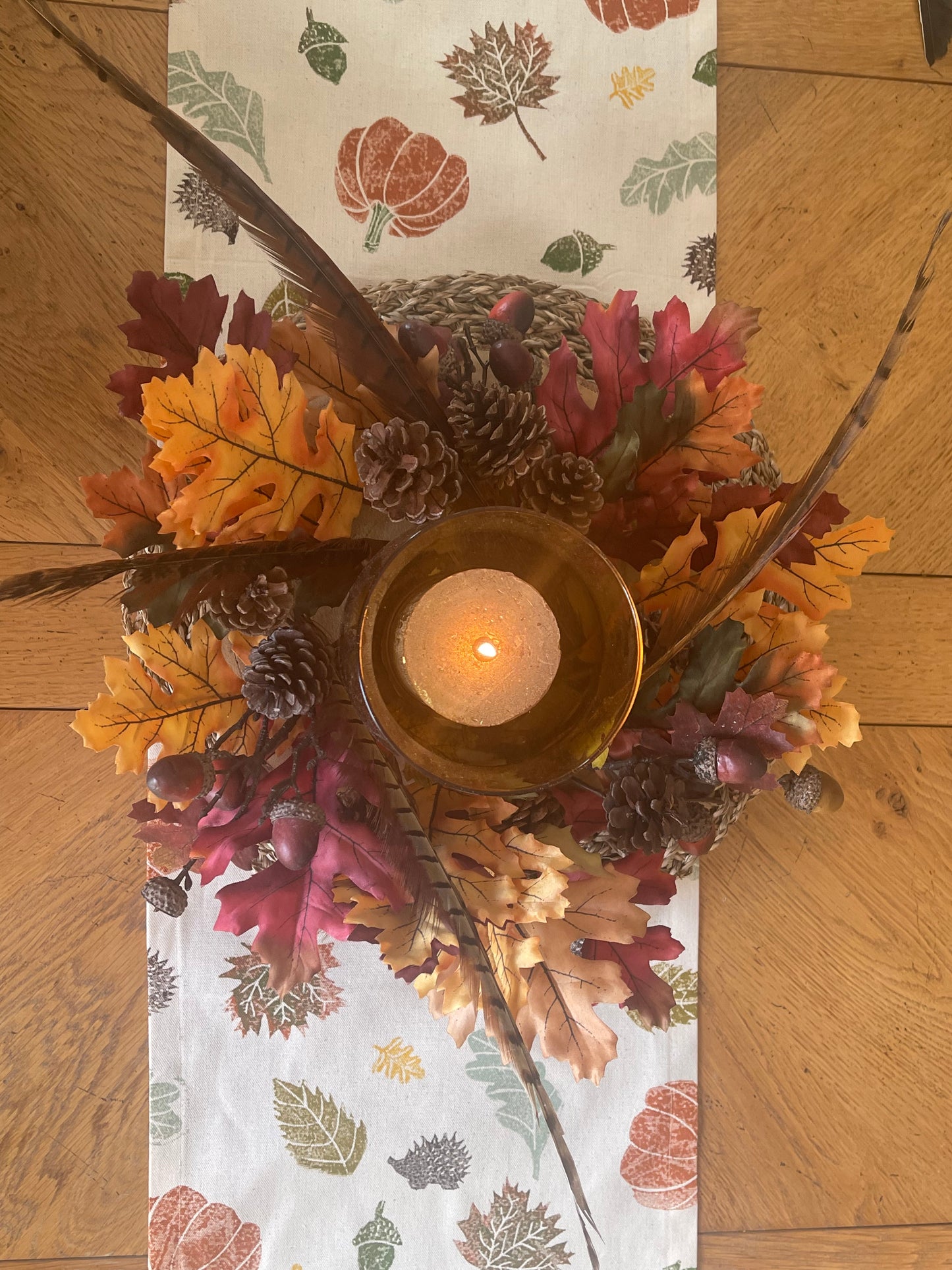 Autumnal Block Printed Table Runner
