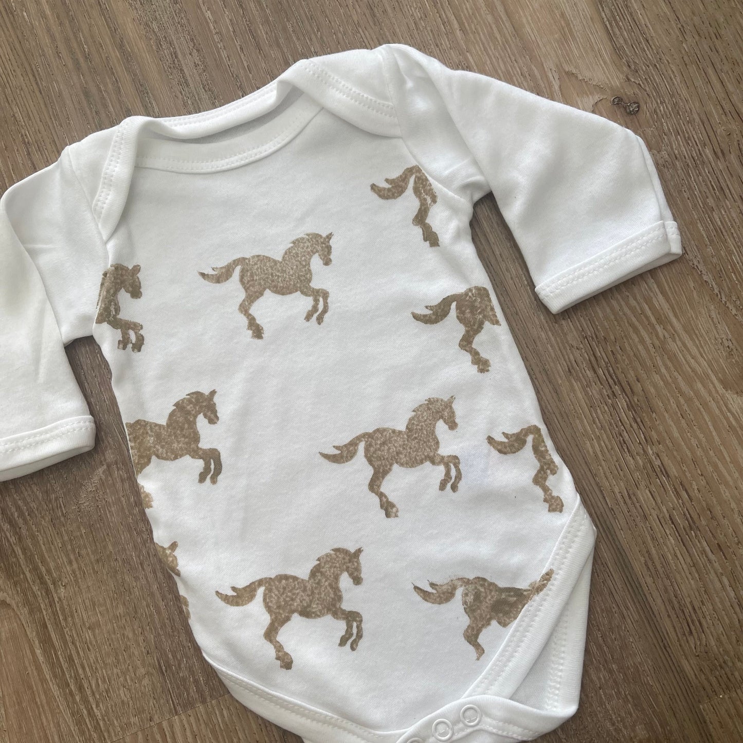 Long sleeve baby grow- Running Horse