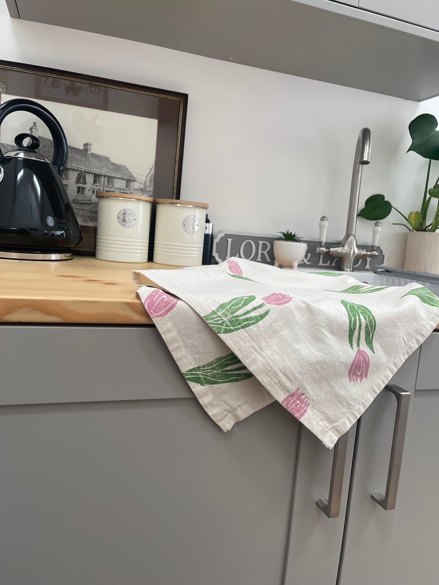 Pink Tulips Organic Tea Towel set