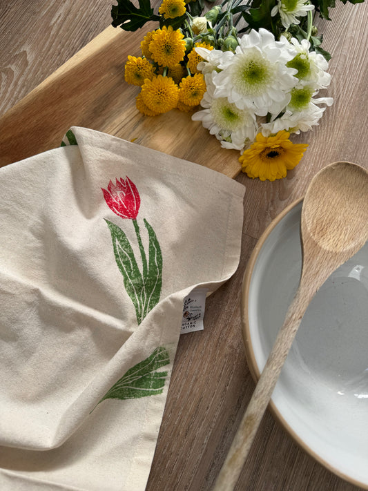 Red Tulips Organic Tea Towel