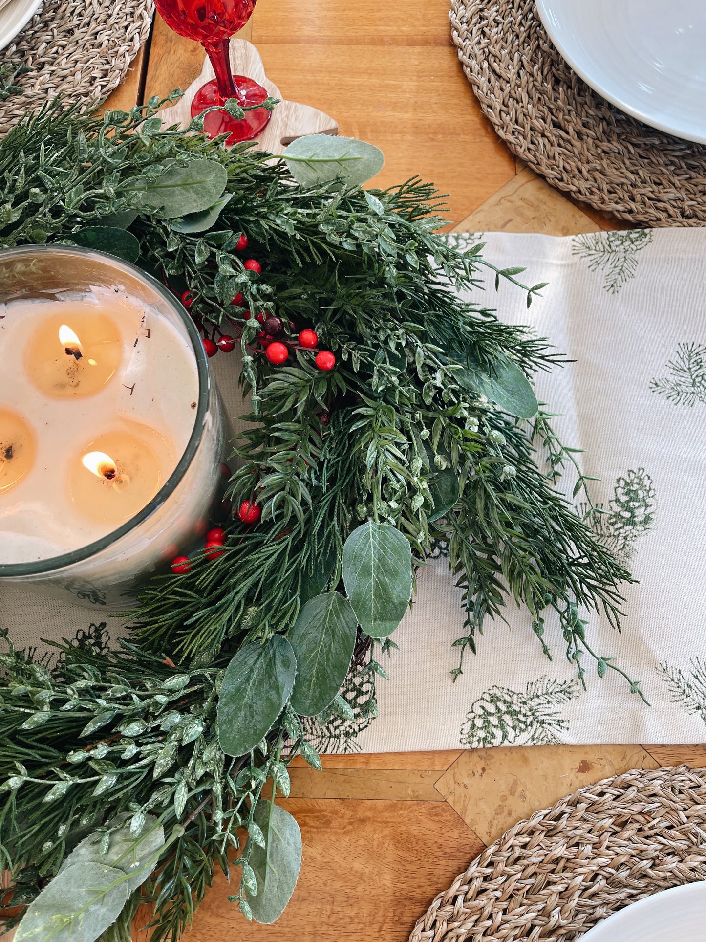 Christmas Table Runner- Block printed by hand