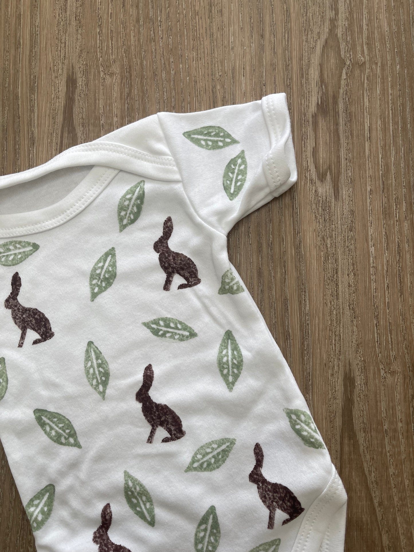 Short sleeve baby grow- Woodland hare