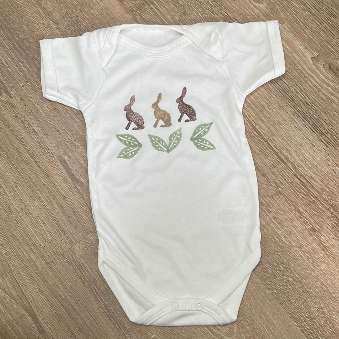 Sitting Hares- Short sleeve baby grow