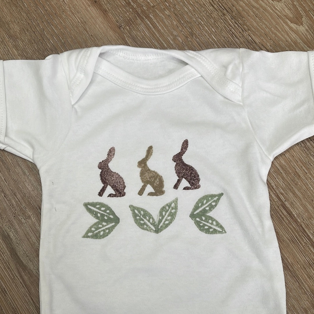 Sitting Hares- Short sleeve baby grow