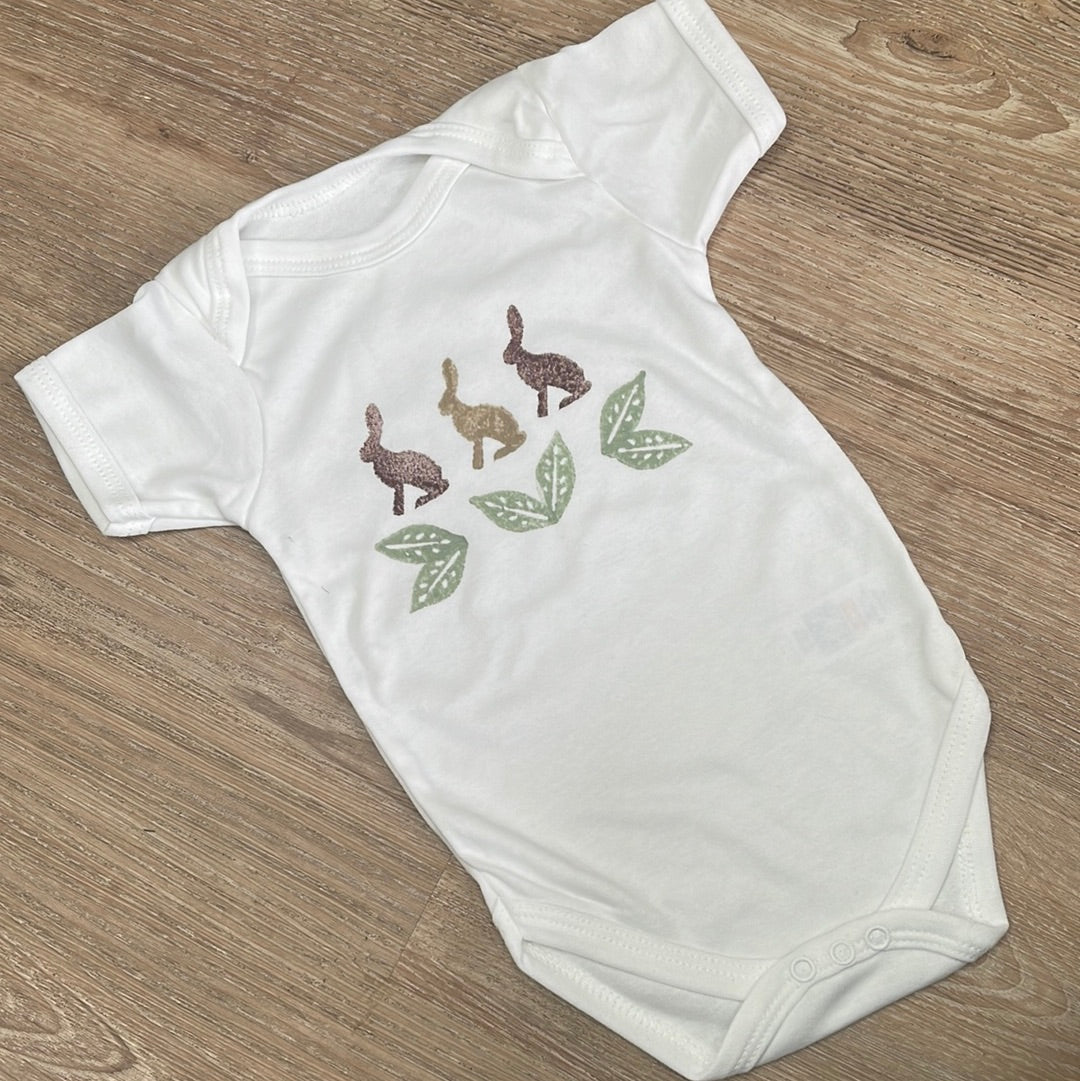 Sitting Hares- Short sleeve baby grow