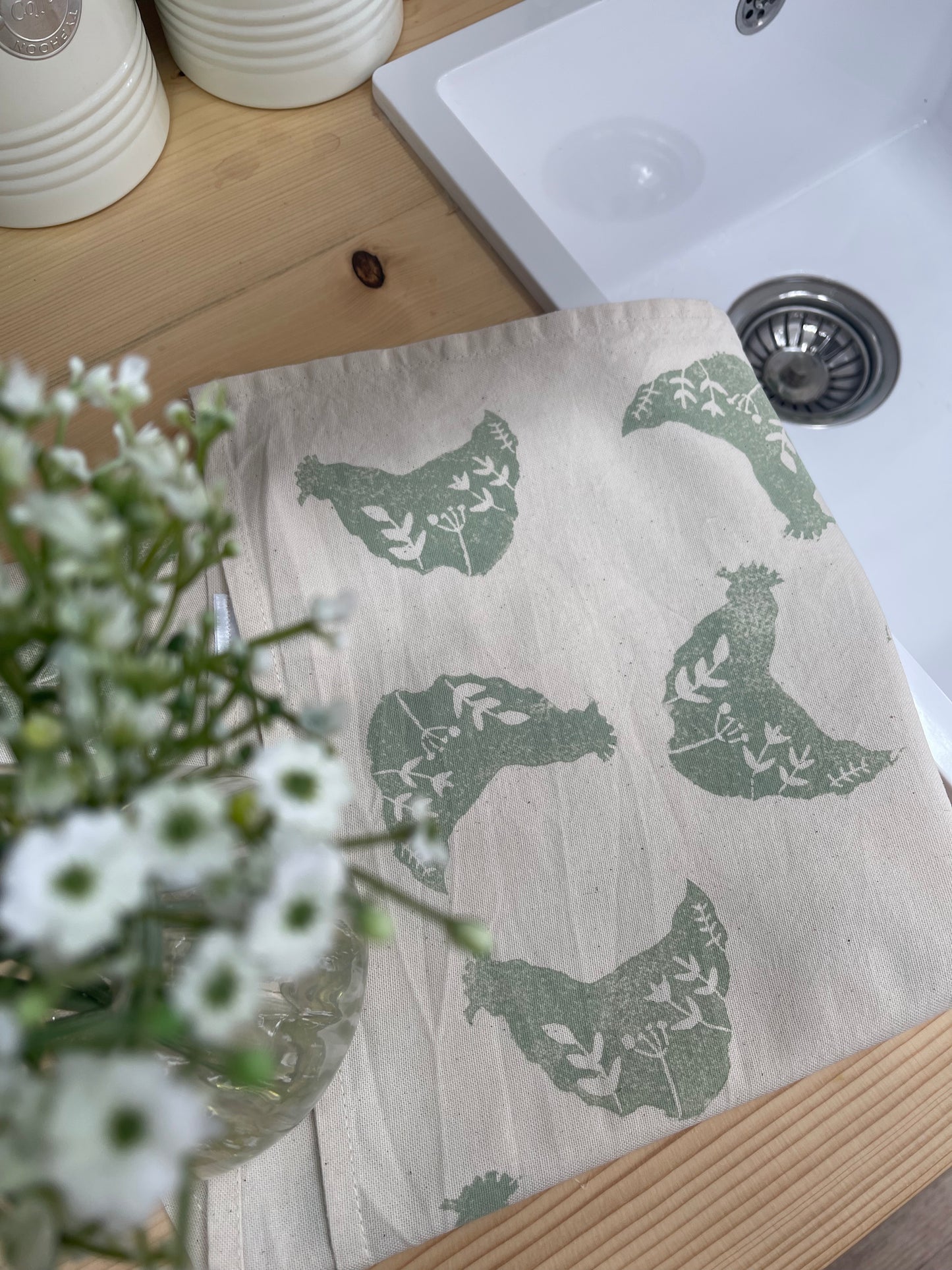 Wildflower Chicken Organic Tea Towel