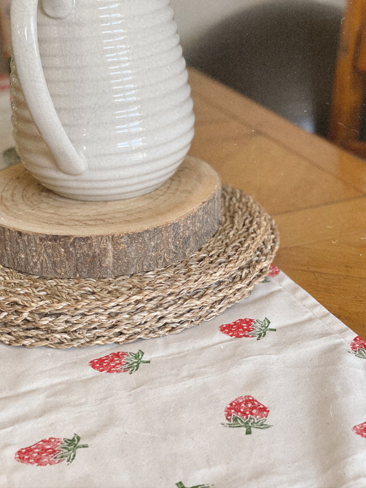 Strawberry Block Printed Table Runner