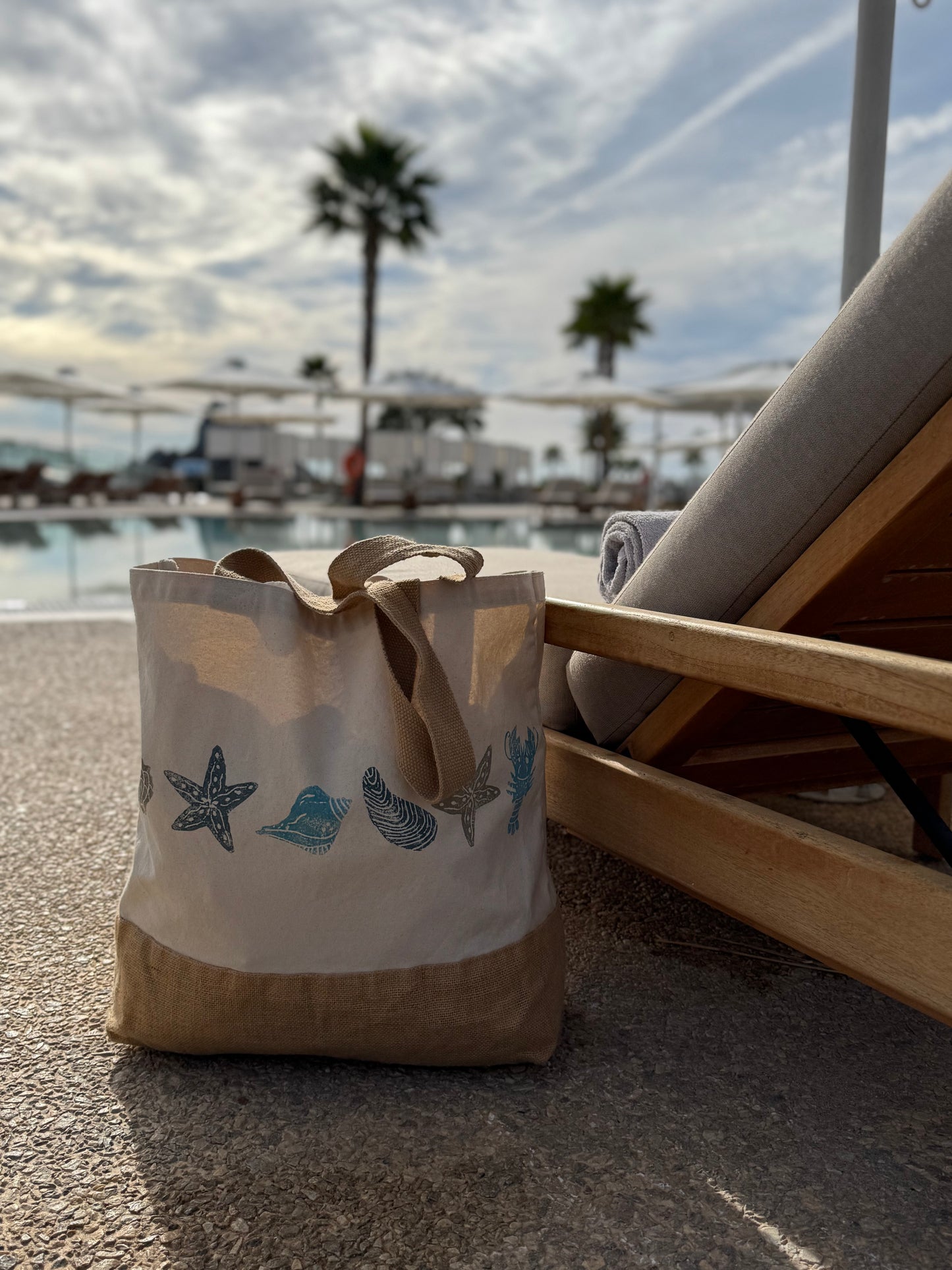 Block printed beach bag