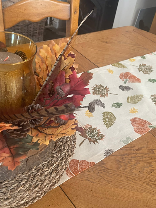 Autumnal Block Printed Table Runner