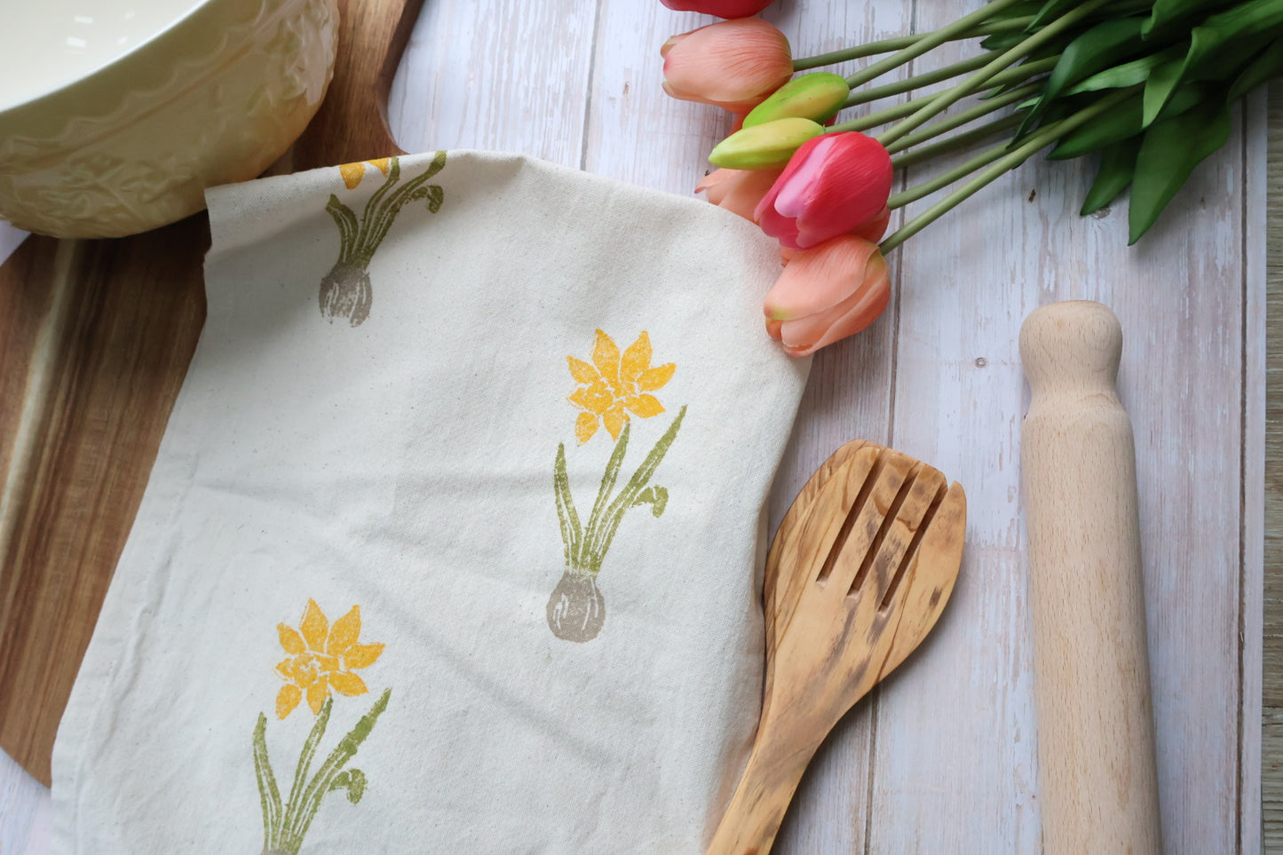 Daffodils 100% Organic Cotton Tea Towel