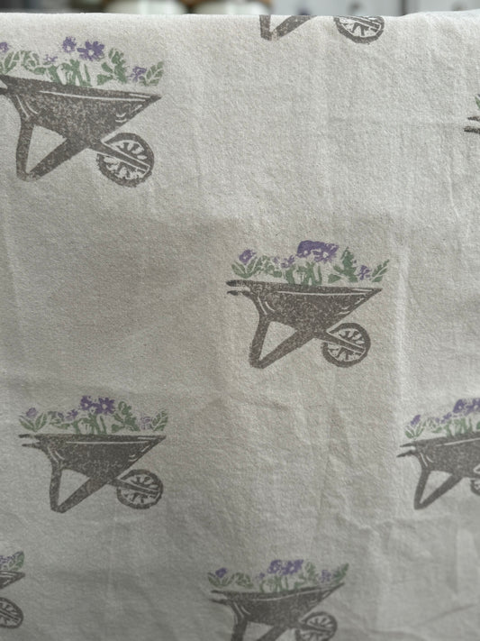 Gardening flowers tea towel