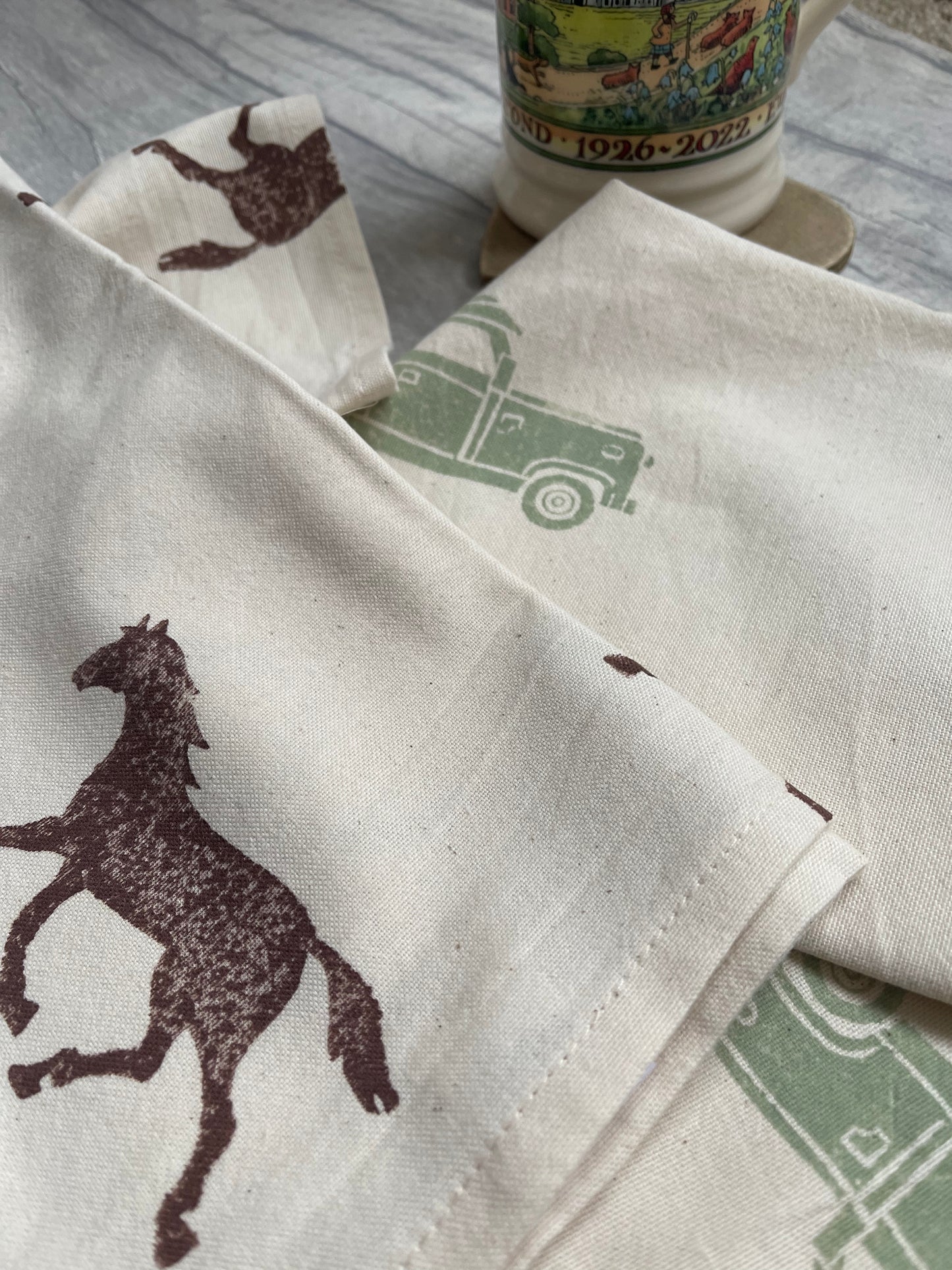 Land rovers & horses Organic Tea Towel Set