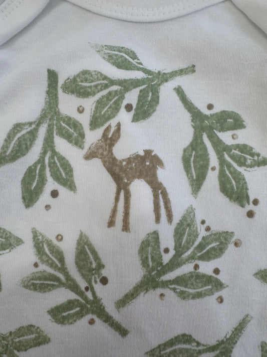 Hedgehogs- Block printed baby grow