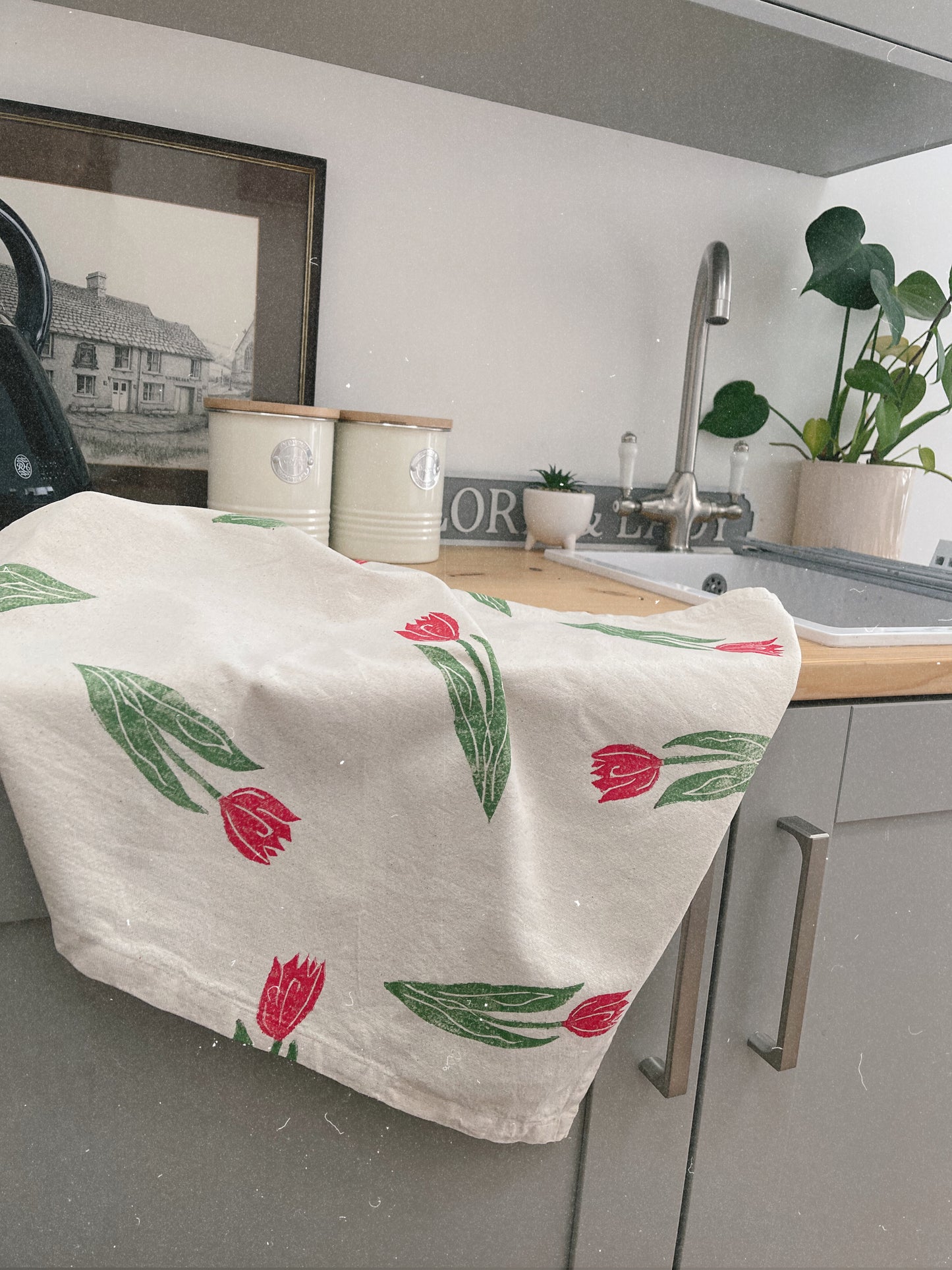 Spring Tulips- Organic Tea Towel set