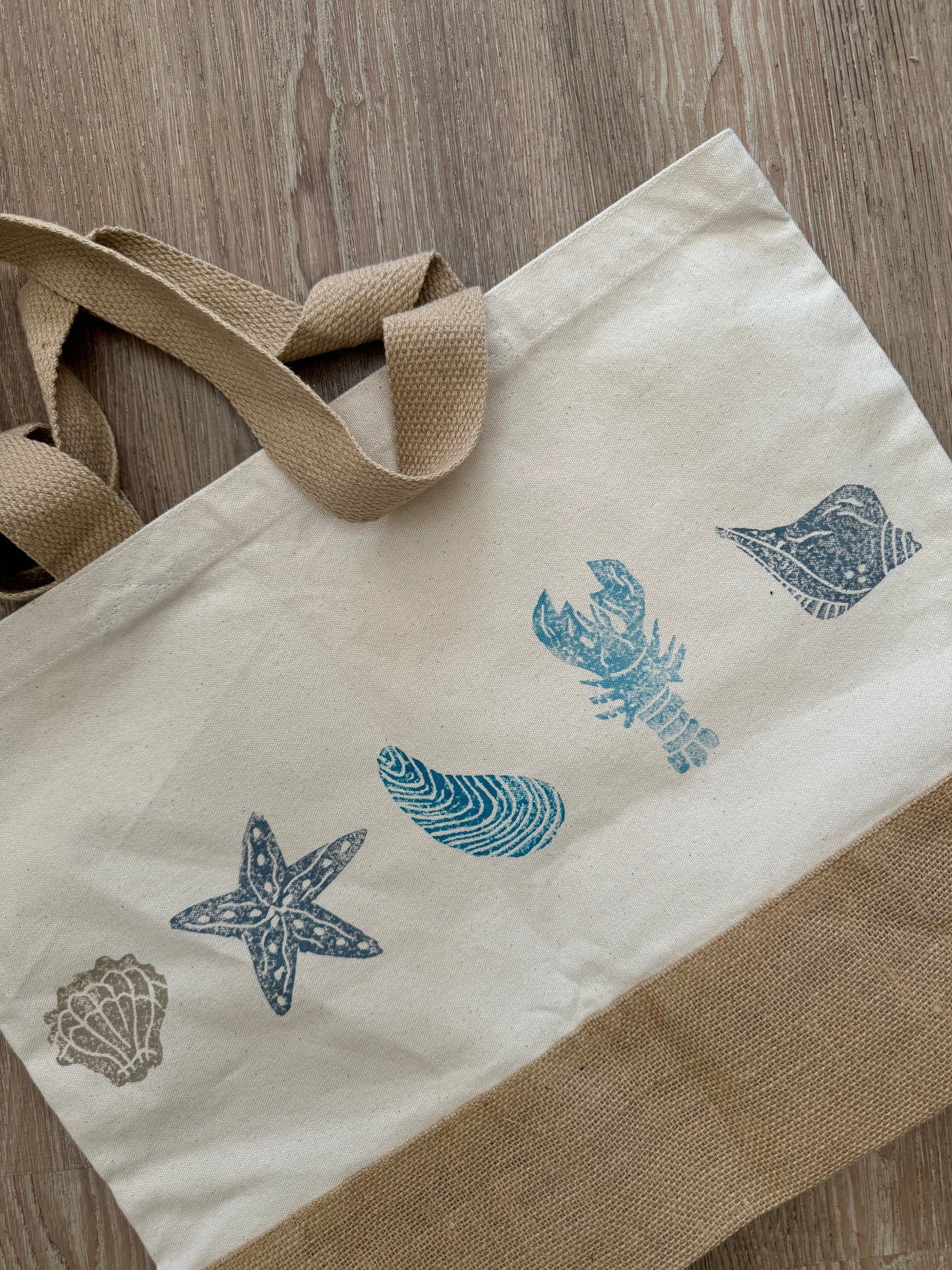 Block printed beach bag