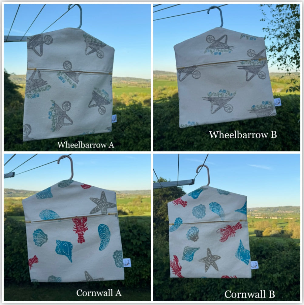 Block Printed Peg Bags