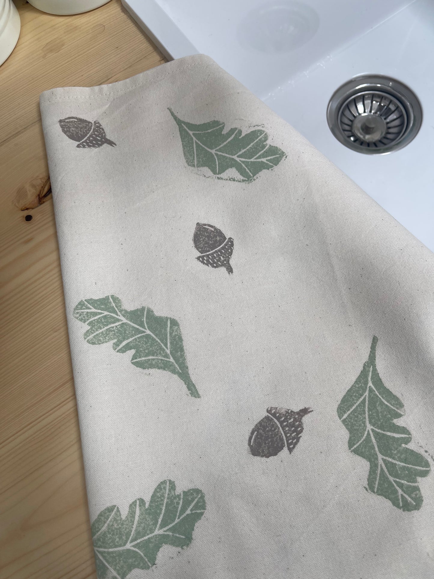 Oak Leaves Organic Cotton Tea Towel