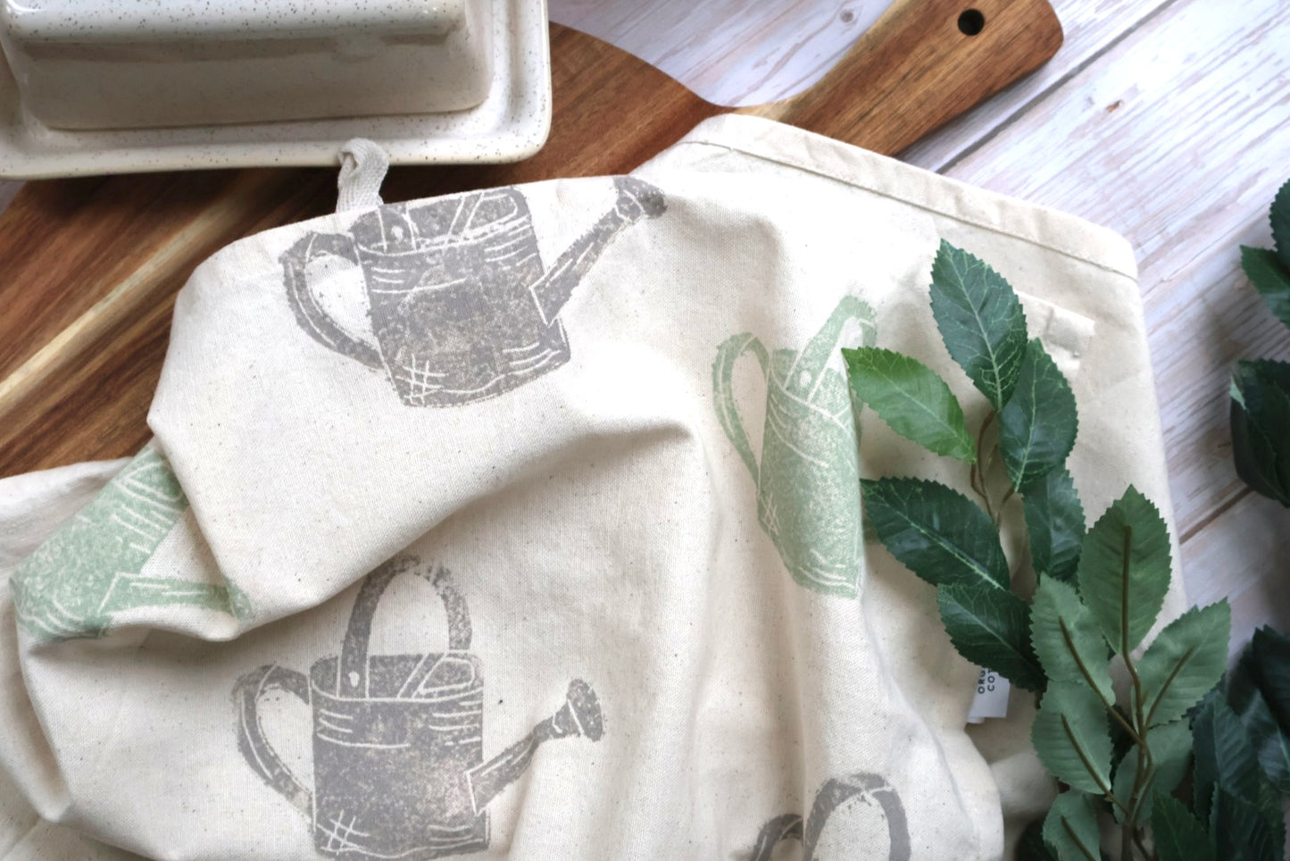Watering Can 100% Organic Cotton Tea Towel