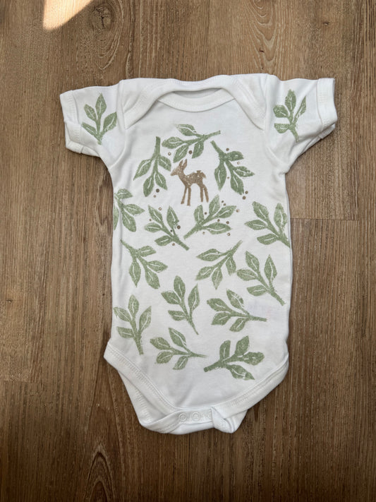 Hedgehogs- Block printed baby grow