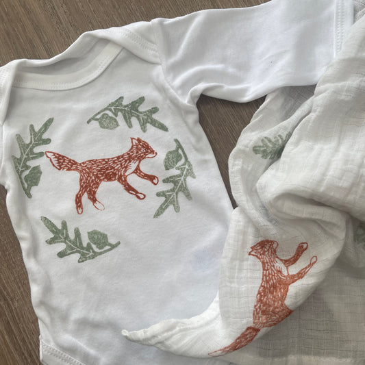 Long sleeve baby grow- Foxes