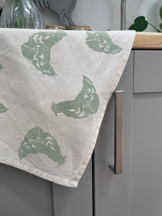 Wildflower Chicken Organic Tea Towel