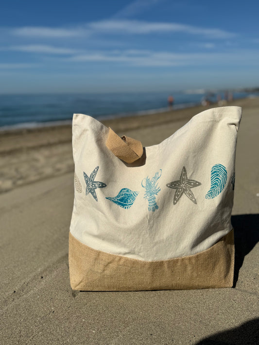 Block Printed Beach Bag