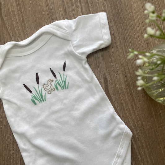 Short sleeve baby grow- Duckling Print