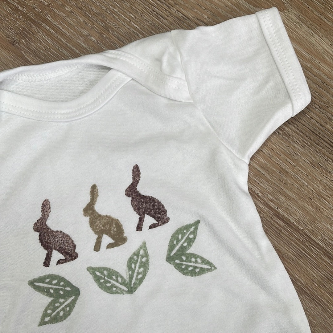 Sitting Hares- Short sleeve baby grow