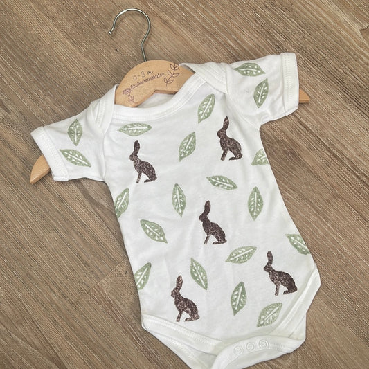 Short sleeve baby grow- Woodland hare