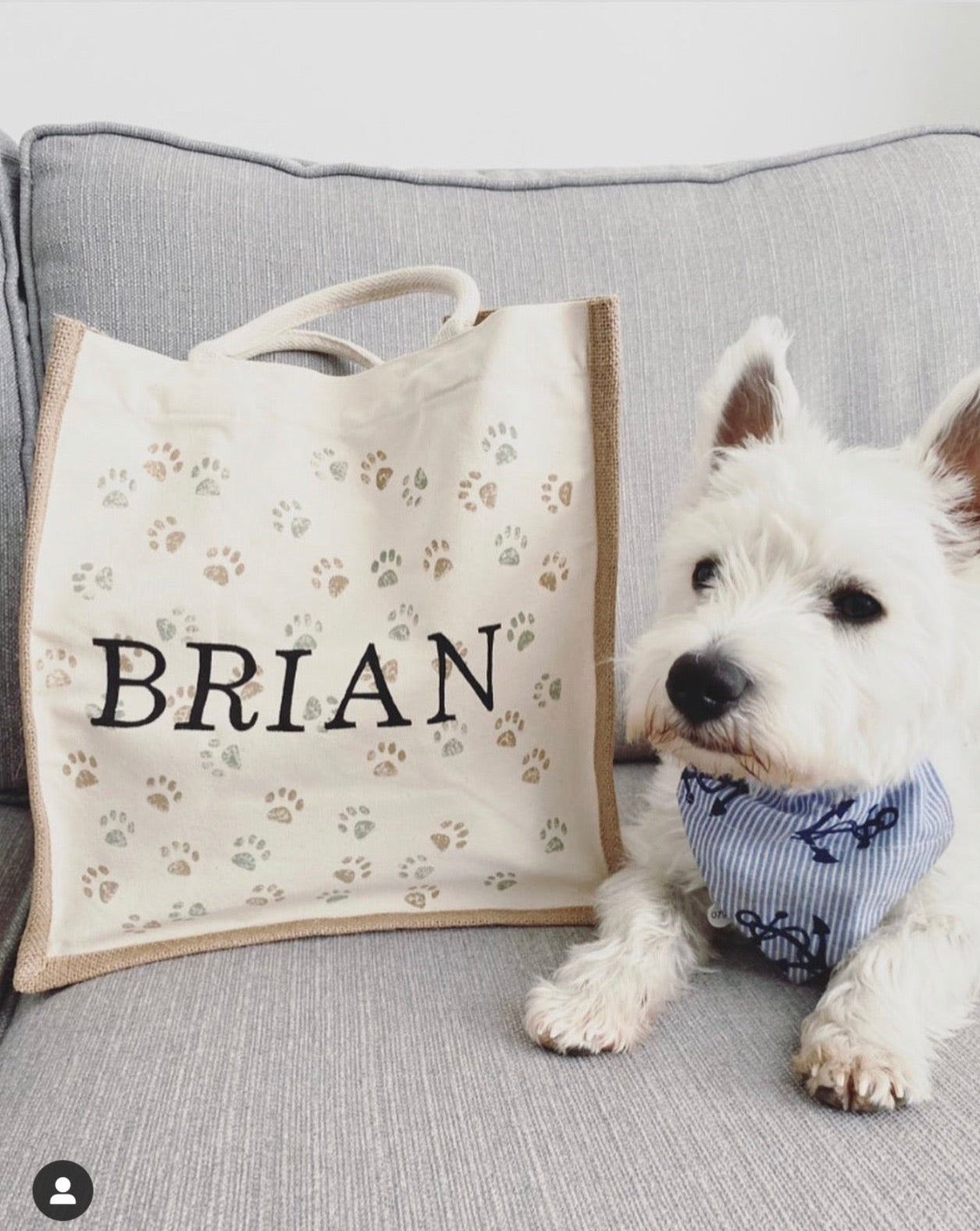 Paw Print Personalised Canvas Bag