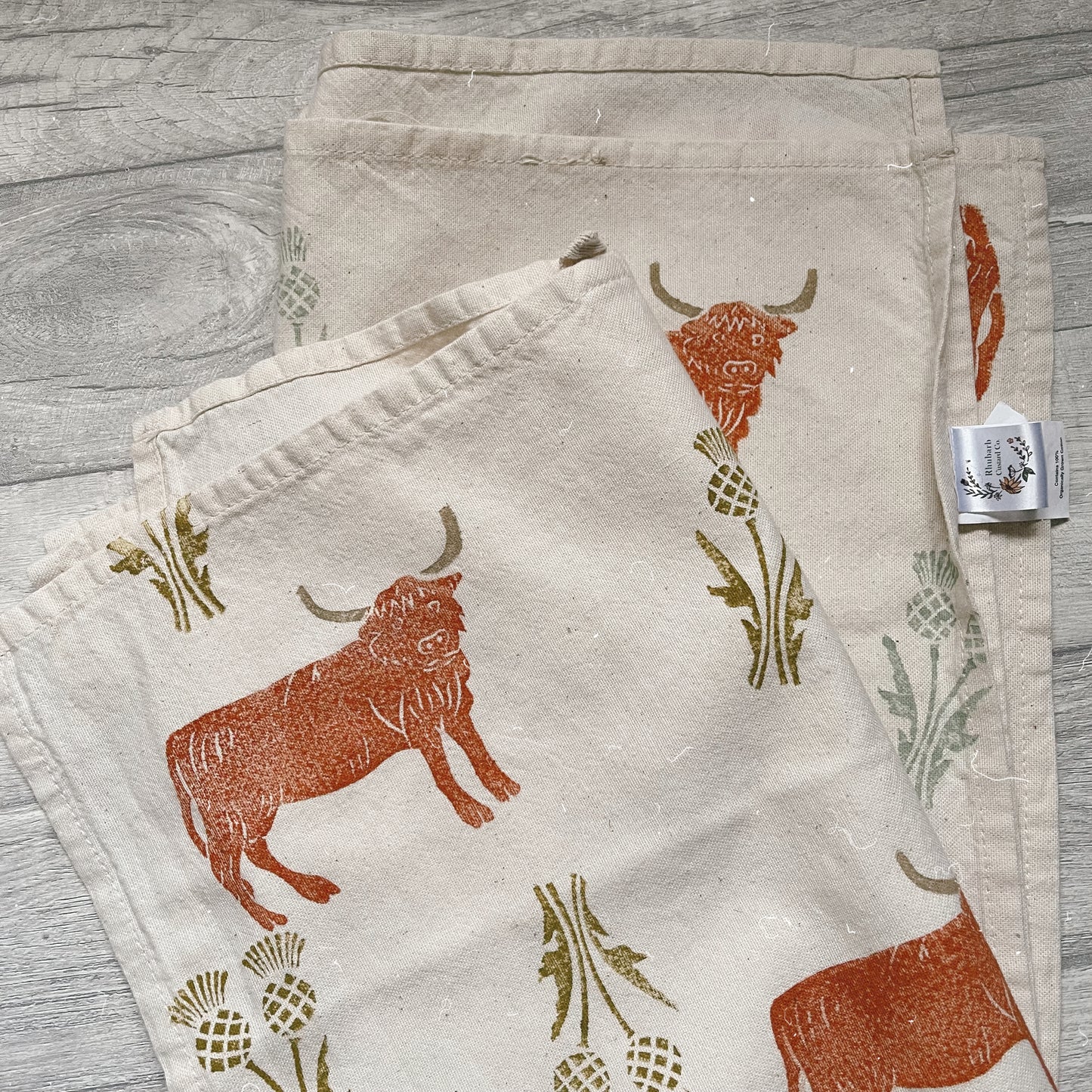 Highland Cow Organic Tea Towel Set