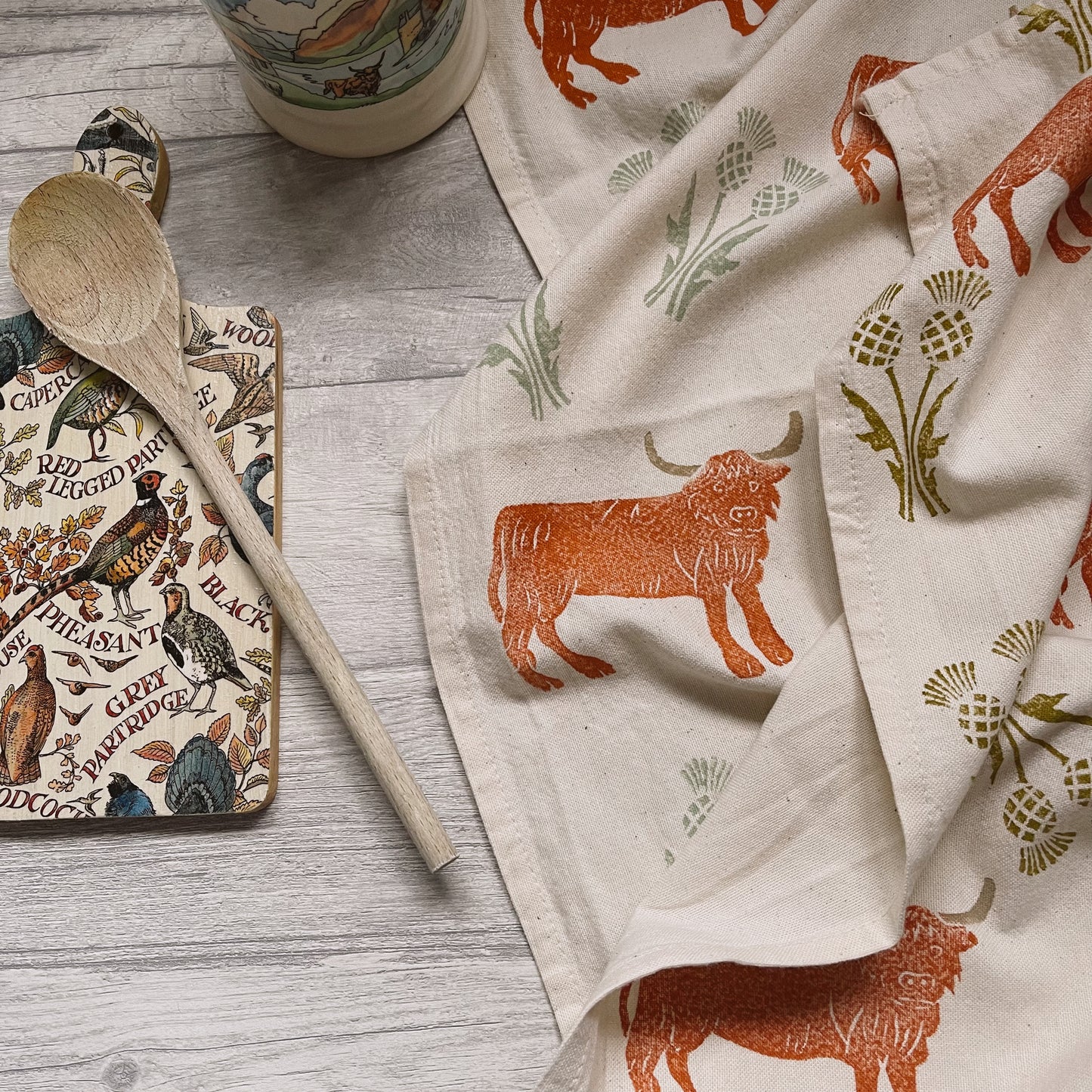 Highland Cow Organic Tea Towel Set